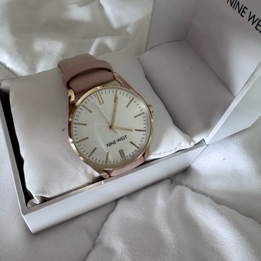 Nine West Gold Watch with Pink Strap